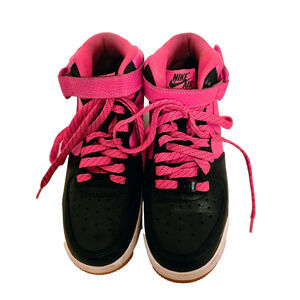 Nike Air Force 1 Mid GS Black Vivid Pink 518218-016 Athletic Sneakers Youth 6